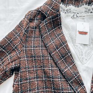 Women's Brown Checkered Blazer